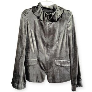 Dana Buchman Velvet Ruffle Collar Jacket Gray/Silver Women’s Size 4